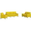 Sofa Sofos komplektas su pagalvėlėmis, 3 dalių, geltonas, aksomas