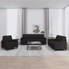 Sofa Sofos komplektas su pagalvėlėmis, 3 dalių, juodas, audinys