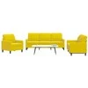 Sofa Sofos komplektas su pagalvėlėmis, 3 dalių, geltonas, aksomas