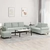 Sofa Sofos komplektas su pagalvėlėmis, 3 dalių, pilkas, aksomas