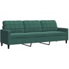 Sofa Sofos komplektas su pagalvėlėmis, 3 dalių, žalias, aksomas