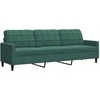 Sofa Sofos komplektas su pagalvėlėmis, 3 dalių, žalias, aksomas