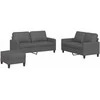 Sofa Sofos komplektas su pagalvėlėmis, 3 dalių, pilkas, dirbtinė oda