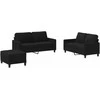 Sofa Sofos komplektas su pagalvėlėmis, 3 dalių, juodas, audinys