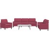 Sofa Sofos komplektas su pagalvėlėmis, 3 dalių, vyno, aksomas