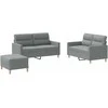 Sofa Sofos komplektas su pagalvėlėmis, 3 dalių, pilkas, audinys