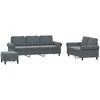 Sofa Sofos komplektas su pagalvėlėmis, 3 dalių, pilkas, aksomas