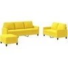 Sofa Sofos komplektas su pagalvėlėmis, 3 dalių, geltonas, audinys