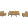 Sofa Sofos komplektas su pagalvėlėmis, 3 dalių, rudas, aksomas