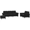 Sofa Sofos komplektas su pagalvėlėmis, 3 dalių, juodas, aksomas