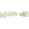 Sofa Sofos komplektas su pagalvėlėmis, 3 dalių, kreminis, aksomas