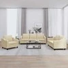 Sofa Sofos komplektas su pagalvėlėmis, 3 dalių, kreminis, audinys