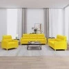 Sofa Sofos komplektas su pagalvėlėmis, 3 dalių, geltonas, audinys