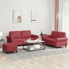 Sofa Sofos komplektas su pagalvėlėmis, 3 dalių, vyno, dirbtinė oda