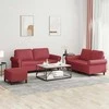 Sofa Sofos komplektas su pagalvėlėmis, 3 dalių, vyno, dirbtinė oda