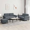 Sofa Sofos komplektas su pagalvėlėmis, 3 dalių, pilkas, aksomas