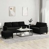 Sofa Sofos komplektas su pagalvėlėmis, 3 dalių, juodas, aksomas