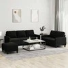 Sofa Sofos komplektas su pagalvėlėmis, 3 dalių, juodas, aksomas