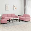 Sofa Sofos komplektas su pagalvėlėmis, 3 dalių, rožinis, aksomas