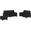 Sofa Sofos komplektas su pagalvėlėmis, 3 dalių, juodas, dirbtinė oda