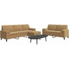 Sofa Sofos komplektas su pagalvėlėmis, 3 dalių, rudas, aksomas