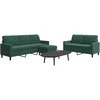 Sofa Sofos komplektas su pagalvėlėmis, 3 dalių, žalias, aksomas
