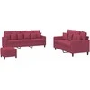 Sofa Sofos komplektas su pagalvėlėmis, 3 dalių, vyno, aksomas