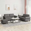 Sofa Sofos komplektas su pagalvėlėmis, 3 dalių, pilkas, dirbtinė oda