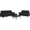 Sofa Sofos komplektas su pagalvėlėmis, 3 dalių, juodas, aksomas