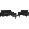 Sofa Sofos komplektas su pagalvėlėmis, 3 dalių, juodas, aksomas