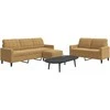 Sofa Sofos komplektas su pagalvėlėmis, 3 dalių, rudas, aksomas
