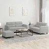 Sofa Sofos komplektas su pagalvėlėmis, 3 dalių, pilkas, audinys