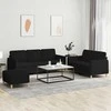 Sofa Sofos komplektas su pagalvėlėmis, 3 dalių, juodas, audinys