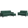 Sofa Sofos komplektas su pagalvėlėmis, 3 dalių, žalias, aksomas