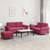 Sofa Sofos komplektas su pagalvėlėmis, 3 dalių, vyno, aksomas