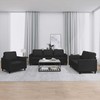 Sofa Sofos komplektas su pagalvėlėmis, 3 dalių, juodas, dirbtinė oda