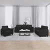 Sofa Sofos komplektas su pagalvėlėmis, 3 dalių, juodas, dirbtinė oda