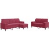 Sofa Sofos komplektas su pagalvėlėmis, 3 dalių, vyno, aksomas