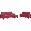 Sofa Sofos komplektas su pagalvėlėmis, 3 dalių, vyno, aksomas
