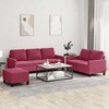 Sofa Sofos komplektas su pagalvėlėmis, 3 dalių, vyno, aksomas