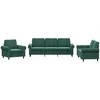 Sofa Sofos komplektas su pagalvėlėmis, 3 dalių, žalias, aksomas