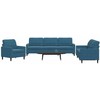 Sofa Sofos komplektas su pagalvėlėmis, 3 dalių, mėlynas, aksomas