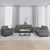 Sofa Sofos komplektas su pagalvėlėmis, 3 dalių, pilkas, dirbtinė oda