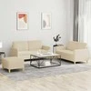 Sofa Sofos komplektas su pagalvėlėmis, 3 dalių, kreminis, audinys