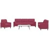 Sofa Sofos komplektas su pagalvėlėmis, 3 dalių, vyno, aksomas