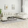 Sofa Sofos komplektas su pagalvėlėmis, 3 dalių, kreminis, aksomas
