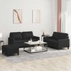 Sofa Sofos komplektas su pagalvėlėmis, 3 dalių, juodas, dirbtinė oda