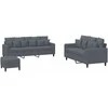 Sofa Sofos komplektas su pagalvėlėmis, 3 dalių, pilkas, aksomas
