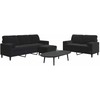 Sofa Sofos komplektas su pagalvėlėmis, 3 dalių, juodas, aksomas