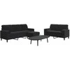 Sofa Sofos komplektas su pagalvėlėmis, 3 dalių, juodas, aksomas